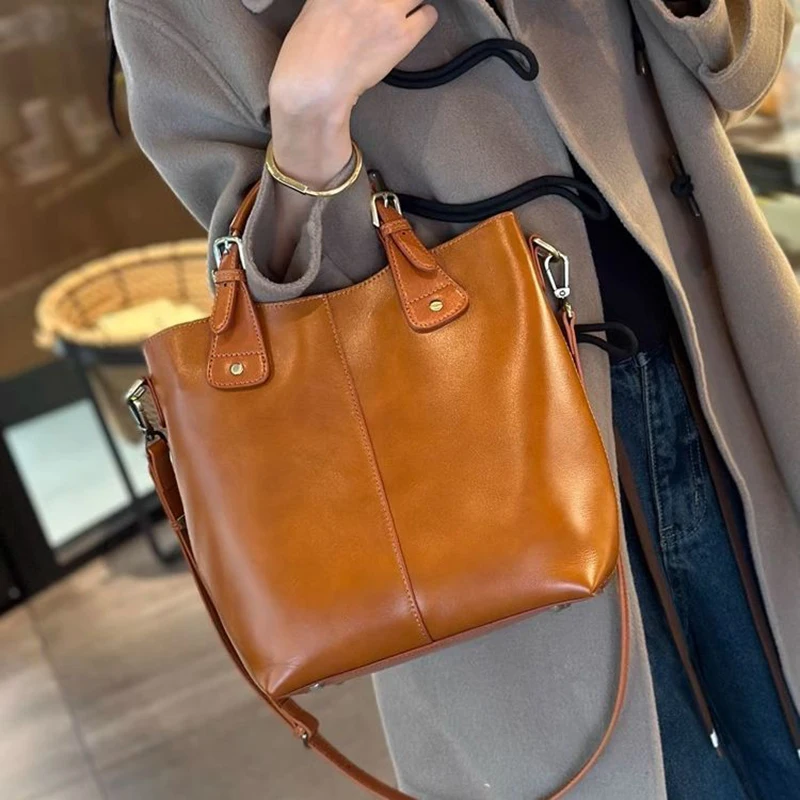 RanHuang New Arrive Women\'s Fashion Handbags High Quality Genuine Leather Shoulder Bags Large Bucket Bags Designer Handbags