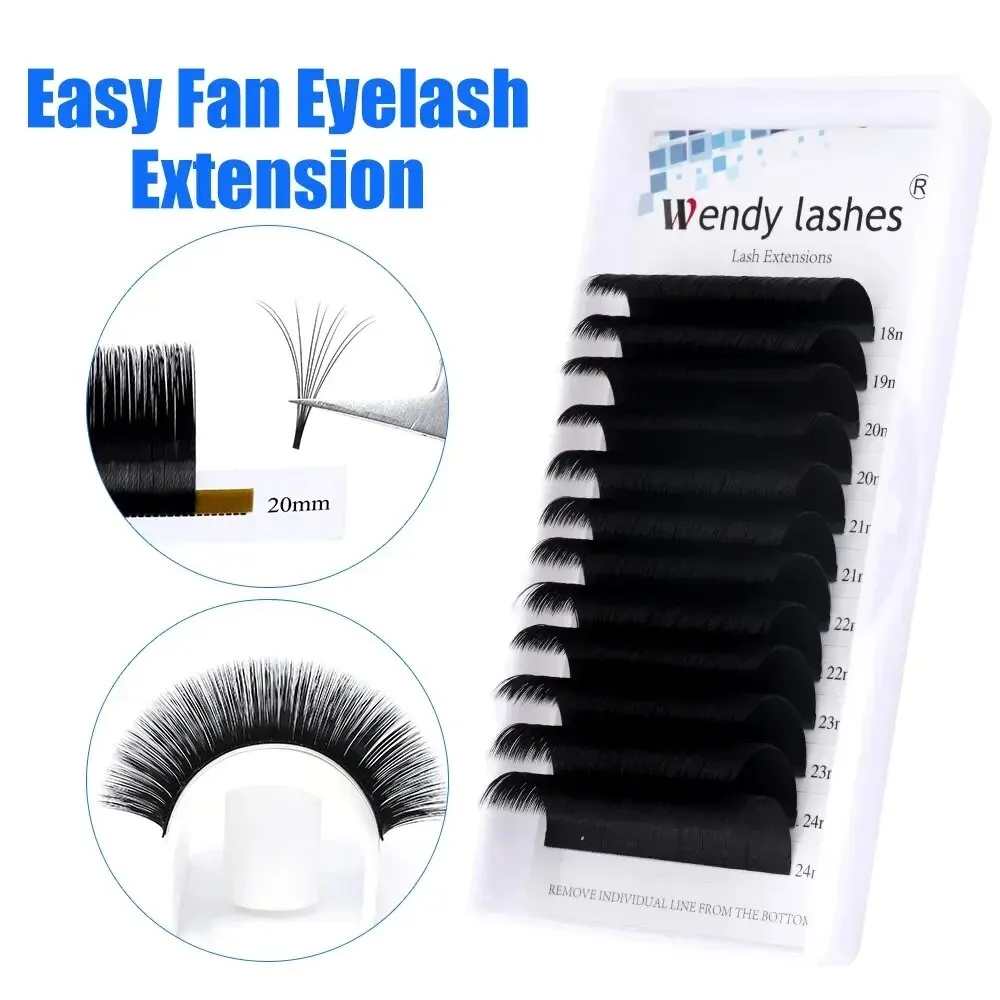 Wendy Lashes Easy Fan Lashes Premade Volume Fans Eyelash Extension Fast Blooming Fans Mink Lashes Natural Silk Lash Extension