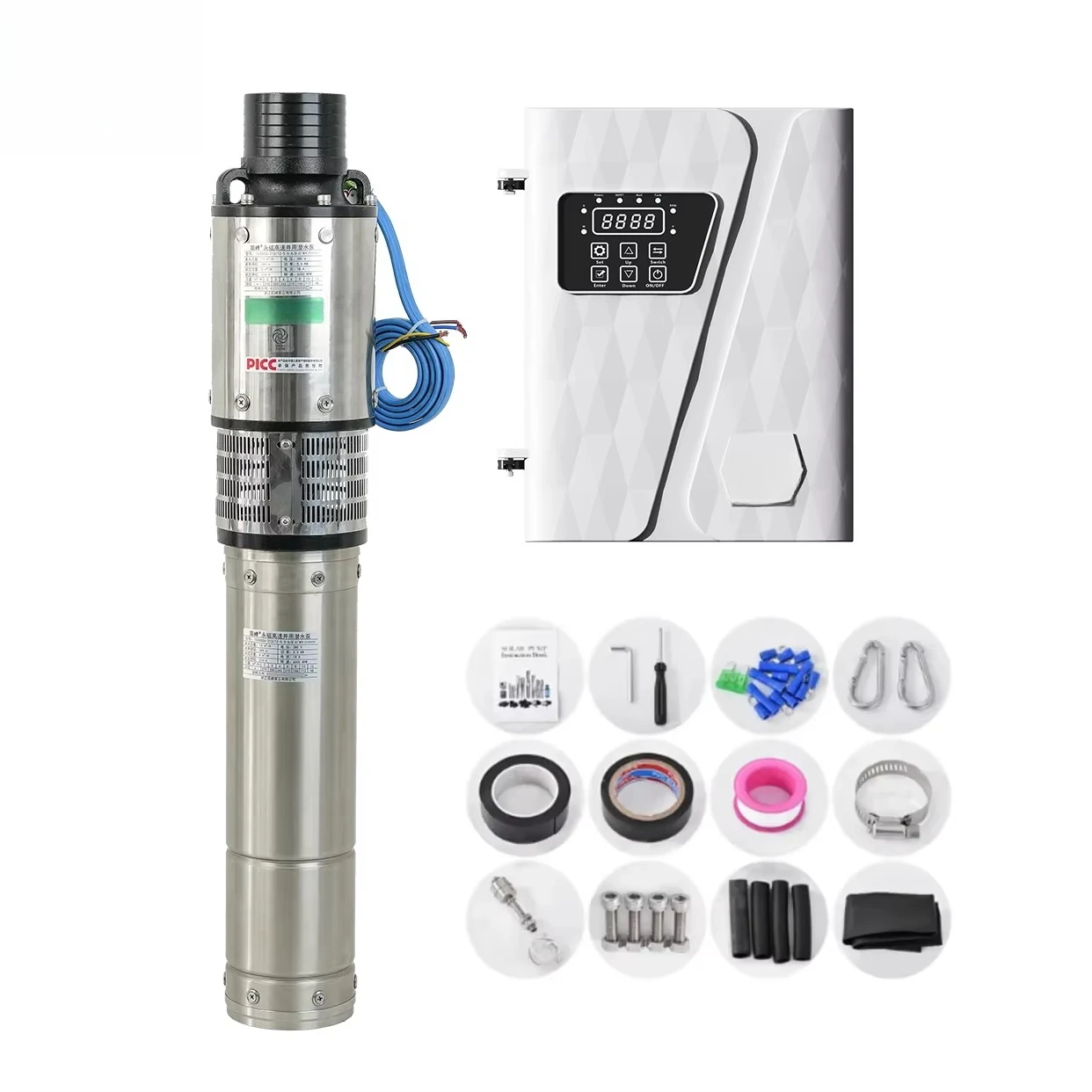 AC/DC Hybrid Solar Deep Well Water Pump Customizable High Pressure  Clean Water Well Pumps