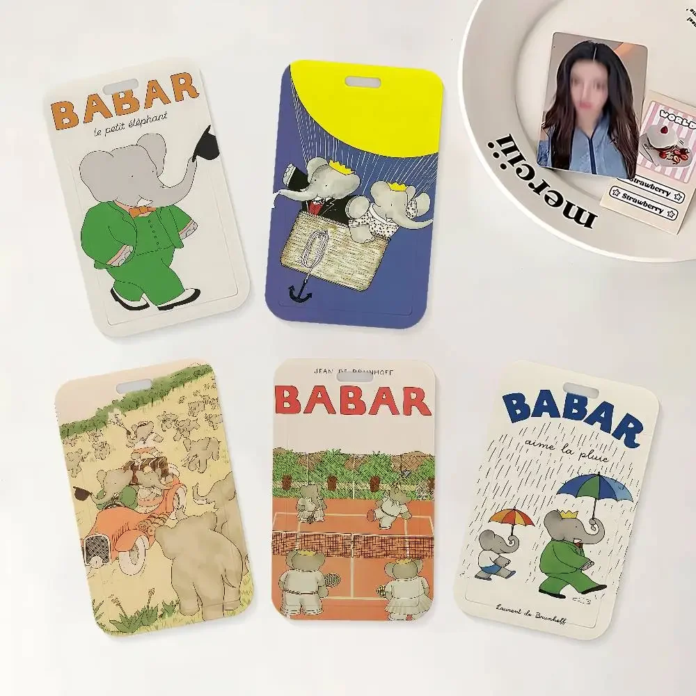 

Cartoon B-Babar The Elephant ID Holder With For Office School Name Card Credentials Case