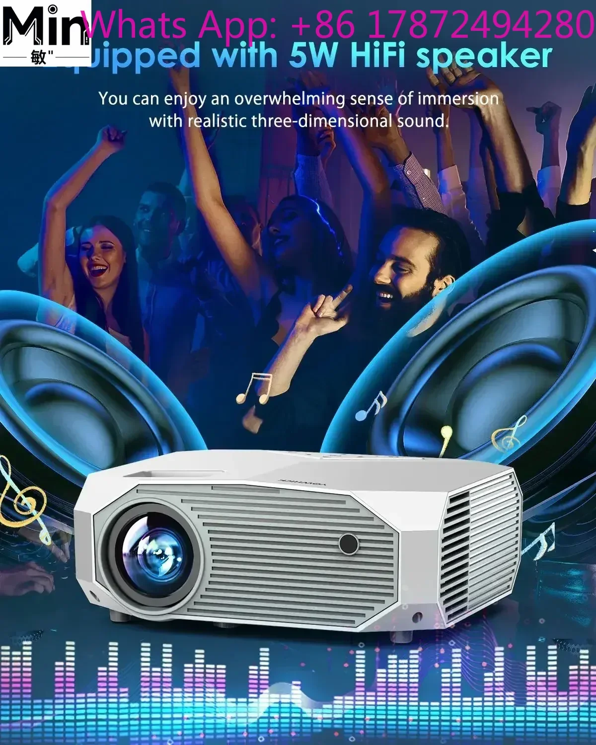 2023 Mini Portable Projector 4900 Lumens 1080P WiFi Home Theater Outdoor Movie Projector