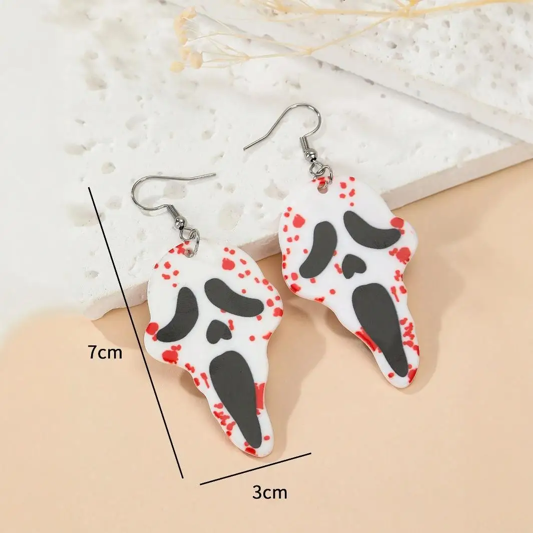 Boucles d'oreilles Halloween Bloody mesurost pour femme, bijoux en acrylique, film Scream, rose