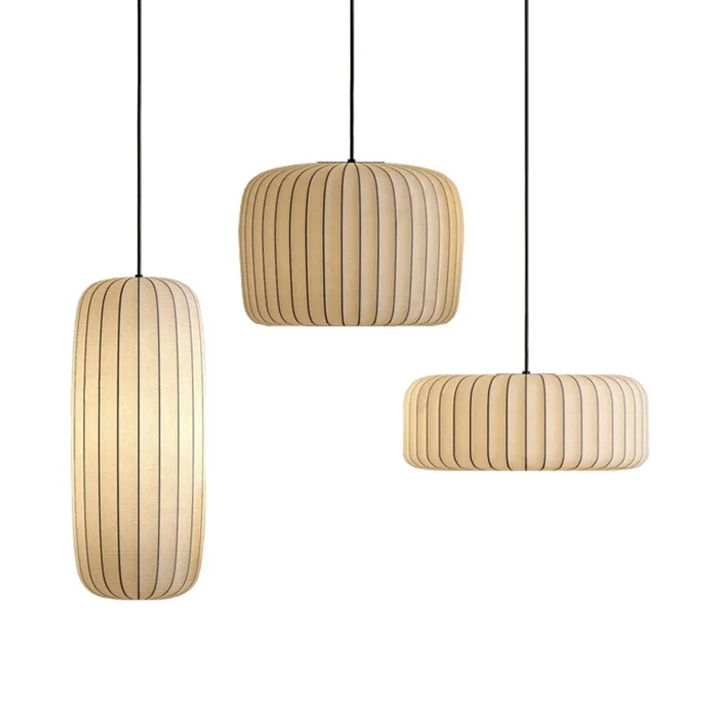 Moderne Wabi Sabi Zijden Hanglampen Japanse witte stoffen kroonluchter Woonkamer Eetkamer Slaapkamer keukeneiland Theekamerverlichting - afbeelding 2