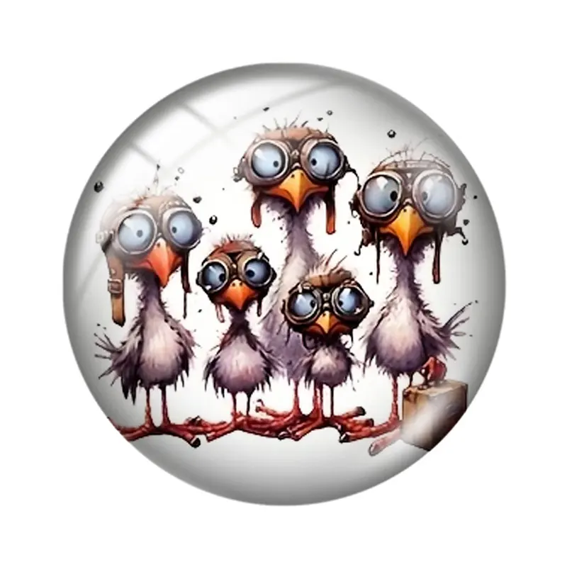 Whimsical Bird 12/18/20/25mm glass cabochon  bracelet pendant rings for jewelry demo earrings back Making findings