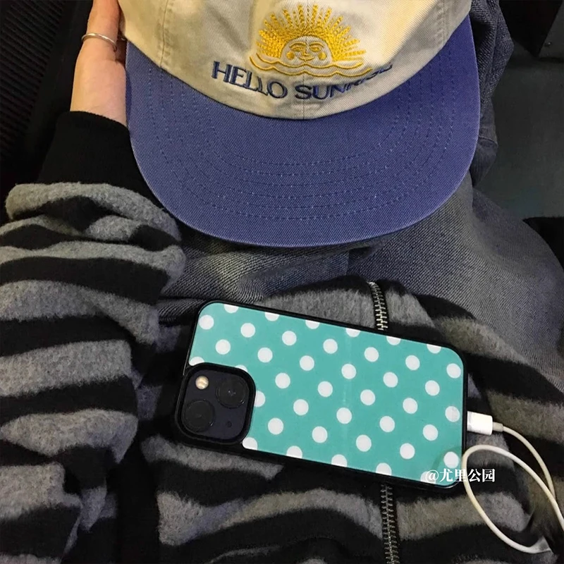 Creative Korean Ins Fashion Green Wave Point Phone Case For IPhone 16 15 14 13 12 11ProMax Plus Minimalism Advenced Shell Capa