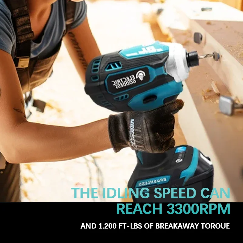 Electric Goddess 3300rpm Brushless Electric Screwdriver Cordless Driver 4-Speed Electric Drill Tool for Makita 18v Battery ﻿pin
