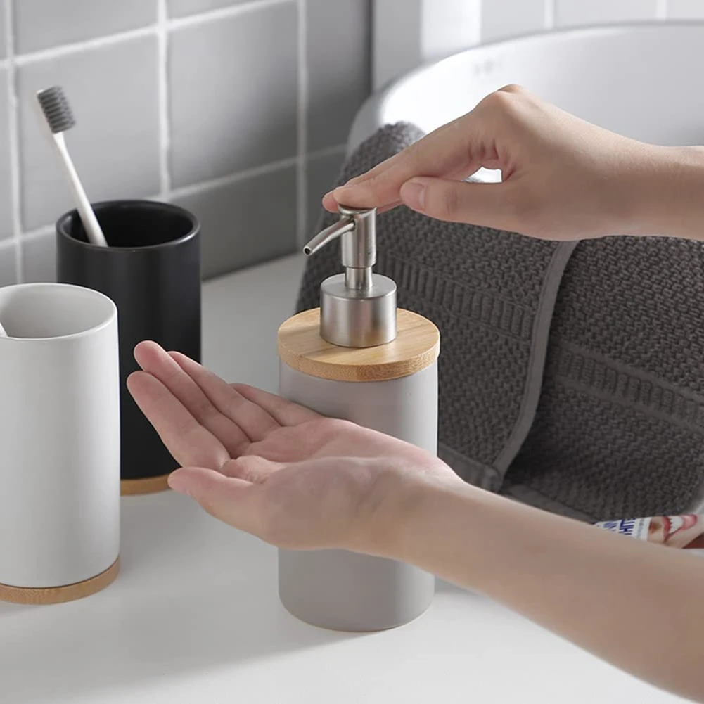 HOT 400Ml Ceramic Soap Dispenser, Nordic Style, Lotion Dispenser Soap Dispenser for Kitchen and Bathroom -Black