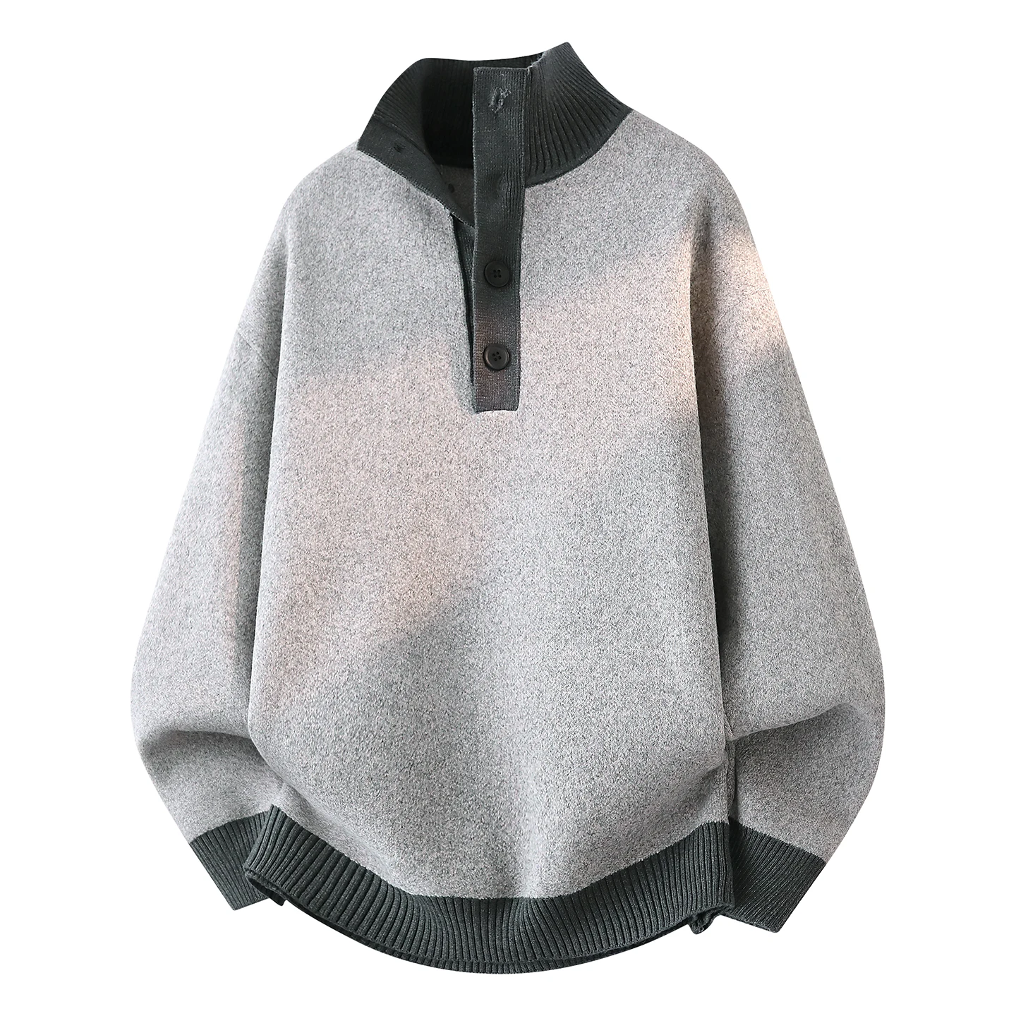 

Мужской вязаный свитер с высоким воротником в стиле ретро, утепленный, на молнии, теплый базовый слой, осенне-зимняя новая коллекция, свободный крой, длинный рукав