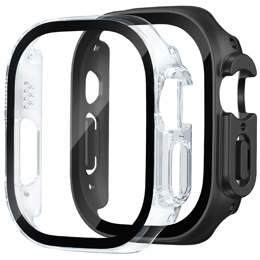 Glas + Gehäuse für Apple Watch Ultra 49 mm PC-Stoßstange + Displayschutzfolie, gehärtete Luxusbox-Abdeckung für Apple Watch Ultra 2 Zubehör