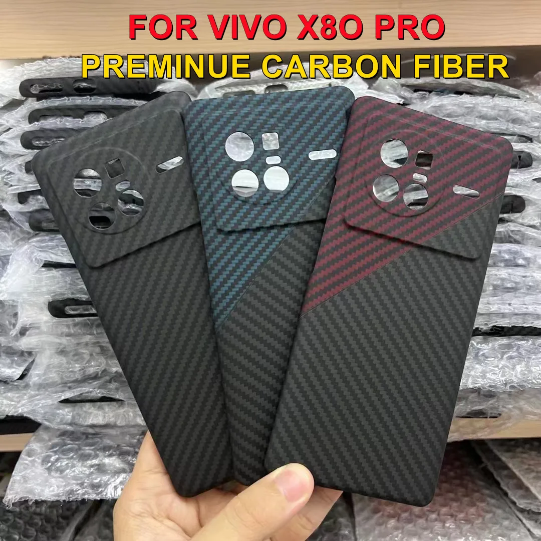 Ultra thin Carbon fiber phone case For Vivo X80 Pro Aramid fiber Anti-fall busines cover for Vivo X80 full lens protection funda