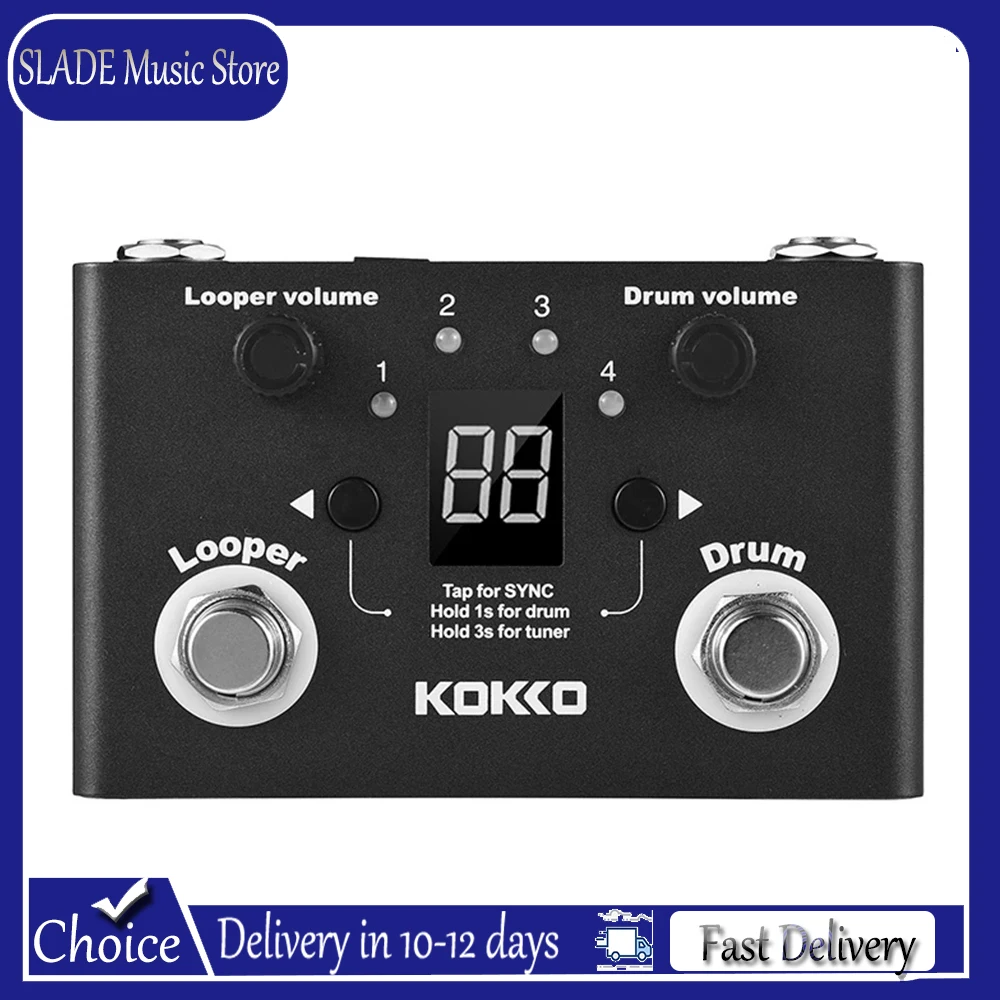 

KOKKO FLD-1 Multifunctional Drum Machine & Looper Effect Pedal Digital Tuner BT Page-Turner Phrase Loop Recording Compact Pedals