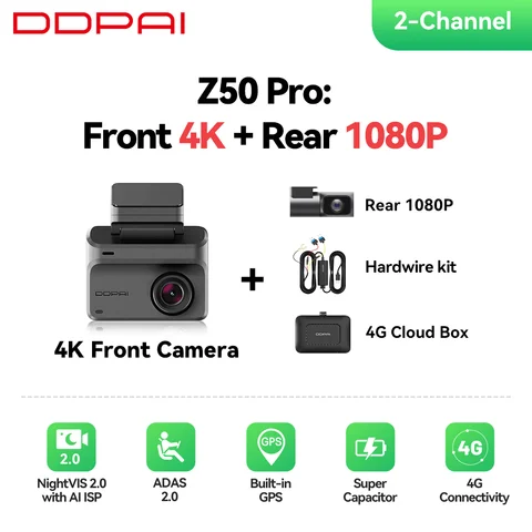 Видеорегистратор DDPAI Z50 Pro 4K с Wi-Fi, GPS и ночным видением — фото товара