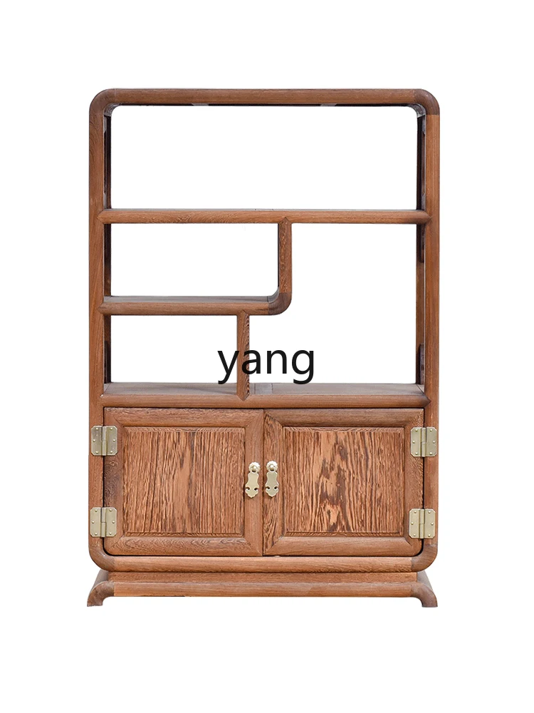 TGF household mahogany chicken wing wood tea cabinet new Chinese multi-functional solid wood living room tea cabinet