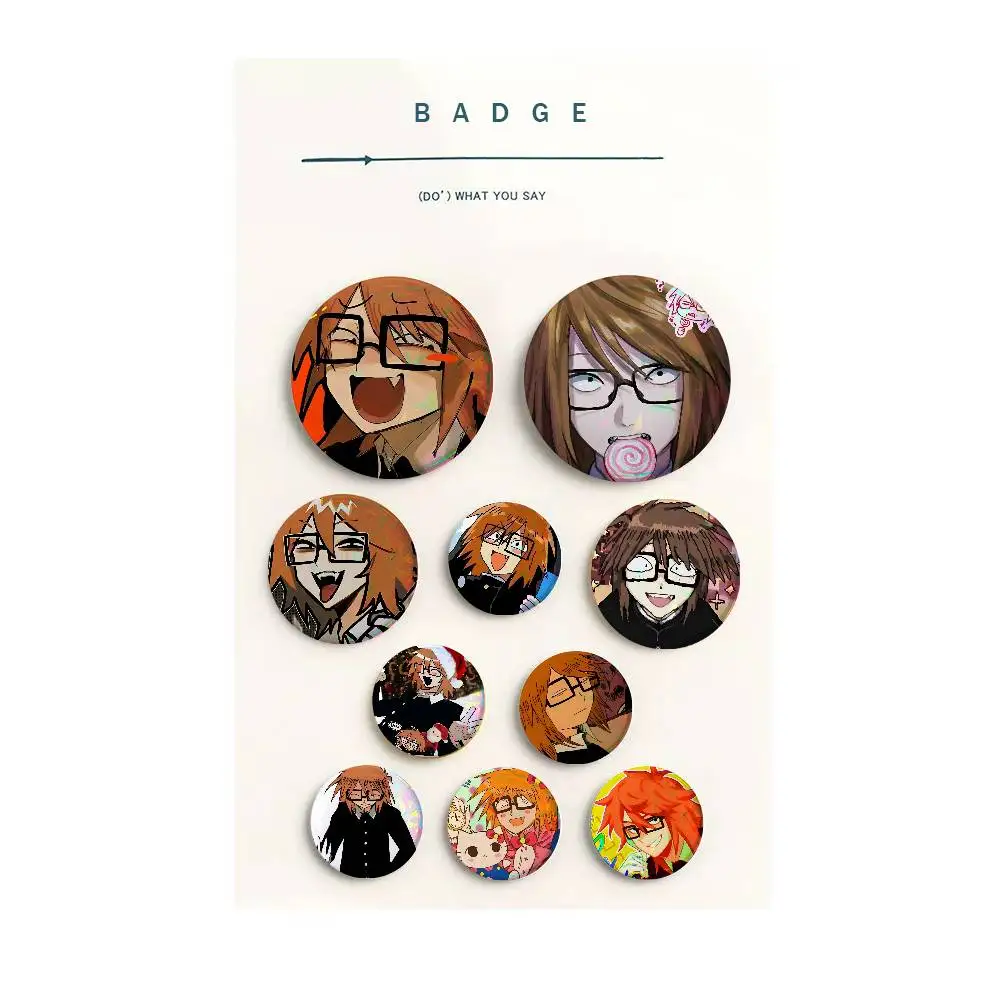 R-Rnfren Randal Luther Nyon Cute Cool Round Pin Badge Set for Anime Game Music Cartoon Fans Backpack Denim Jacket Hat Decoration