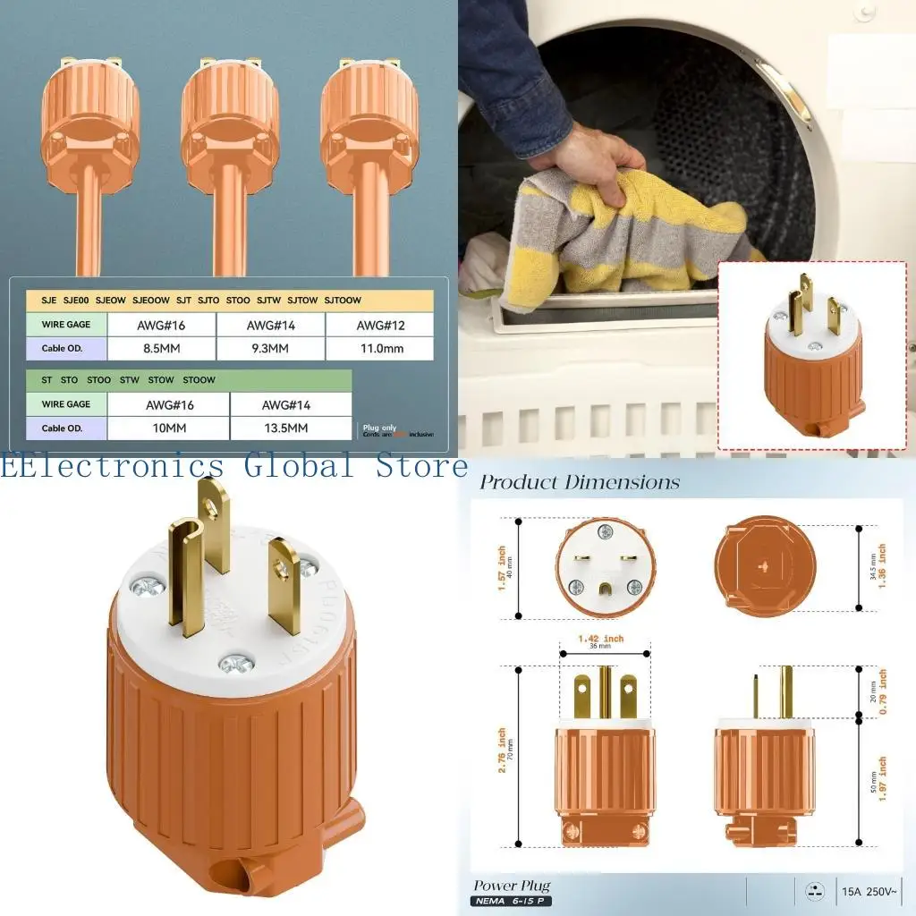 462B NEMA 6 15P 250V 15A White Power Plug Industrial Connector Socket For High Current Applications
