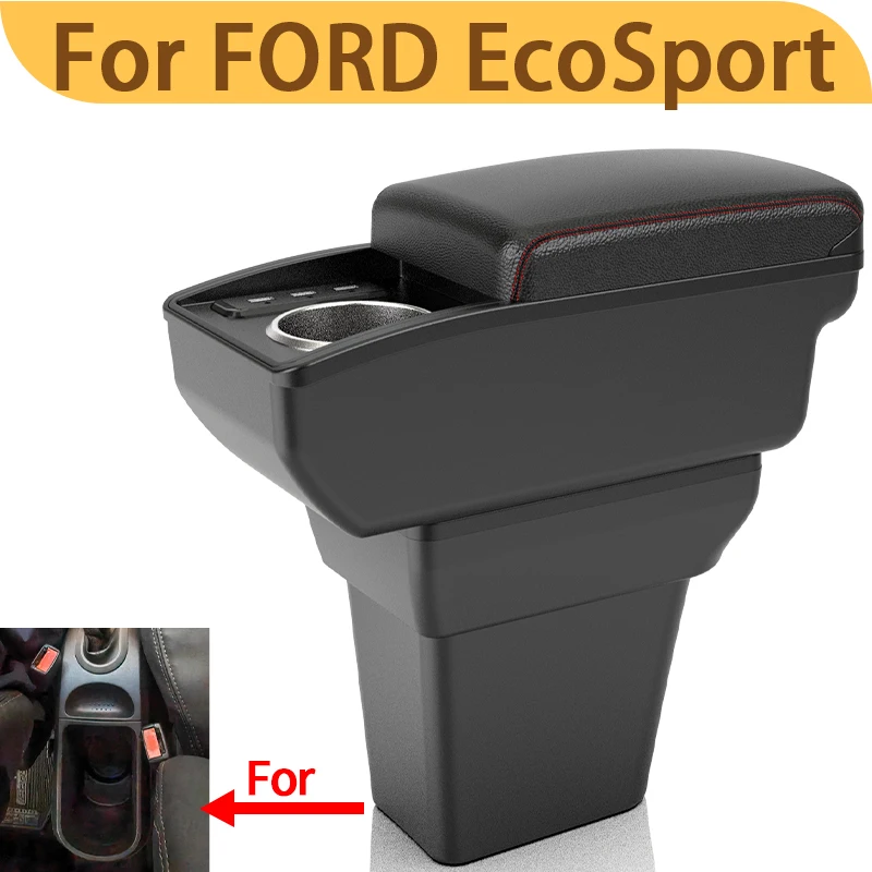 For FORD Ecosport 2009 car interior center console modification elbow support storage cup holder car armrest box accessories USB