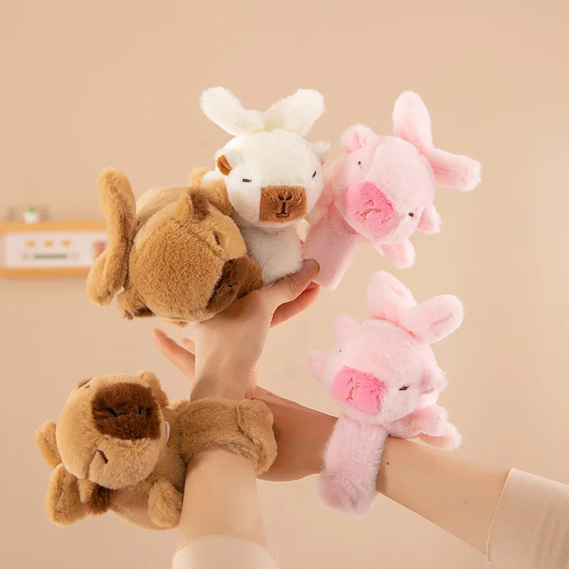 Capybara Plush Toys Animals Clap Circle Ring Wings Can Swing Wristband Cute Plush Doll Buckle Bracelet Toy Bicycle Decor Gift