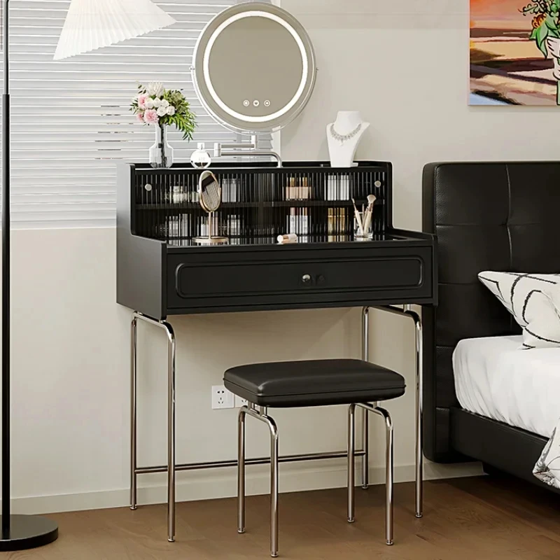 

Medieval dresser small black bedside makeup table French retro