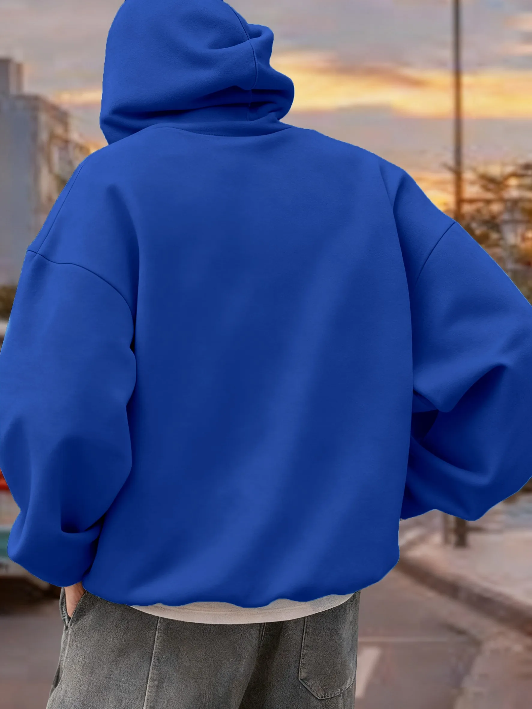 Just Keep Moving إلى الأمام مطبوعة الخريف الرجال هوديي عادية متعدد الألوان هودي جيب هوديس الصوف الملابس سترة الموضة #2