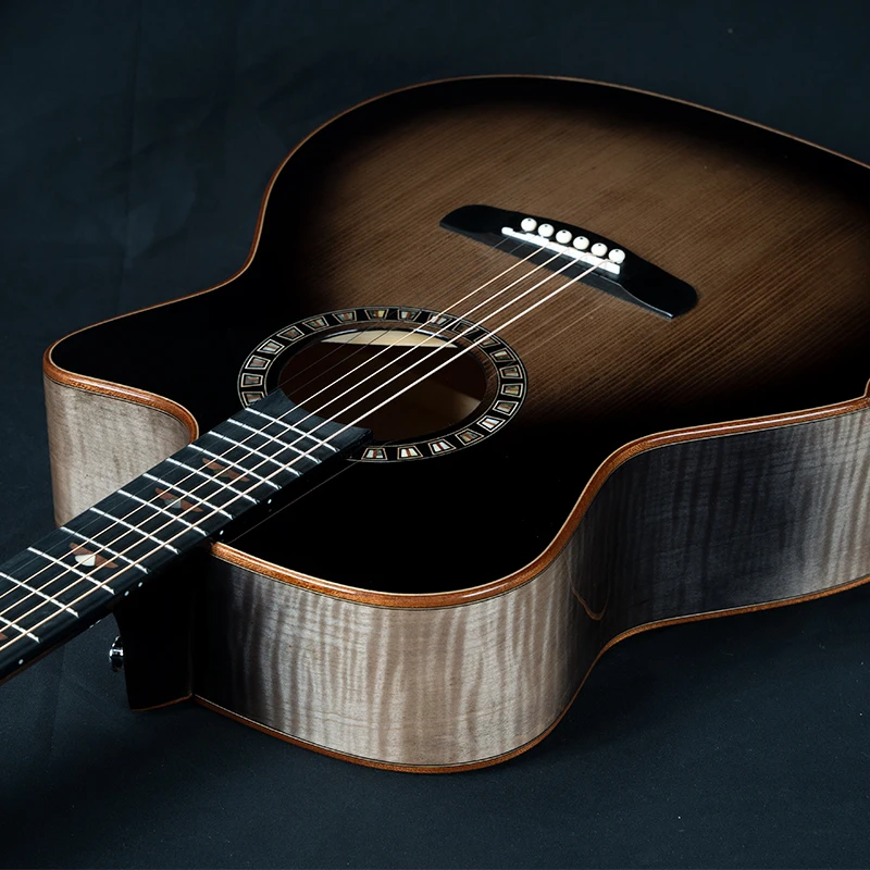 New 41 Inch Solid Top Acoustic-Electric Folk Guitar Unisex Acoustic Guitar for Beginner Advanced Players Daily Practice Stage