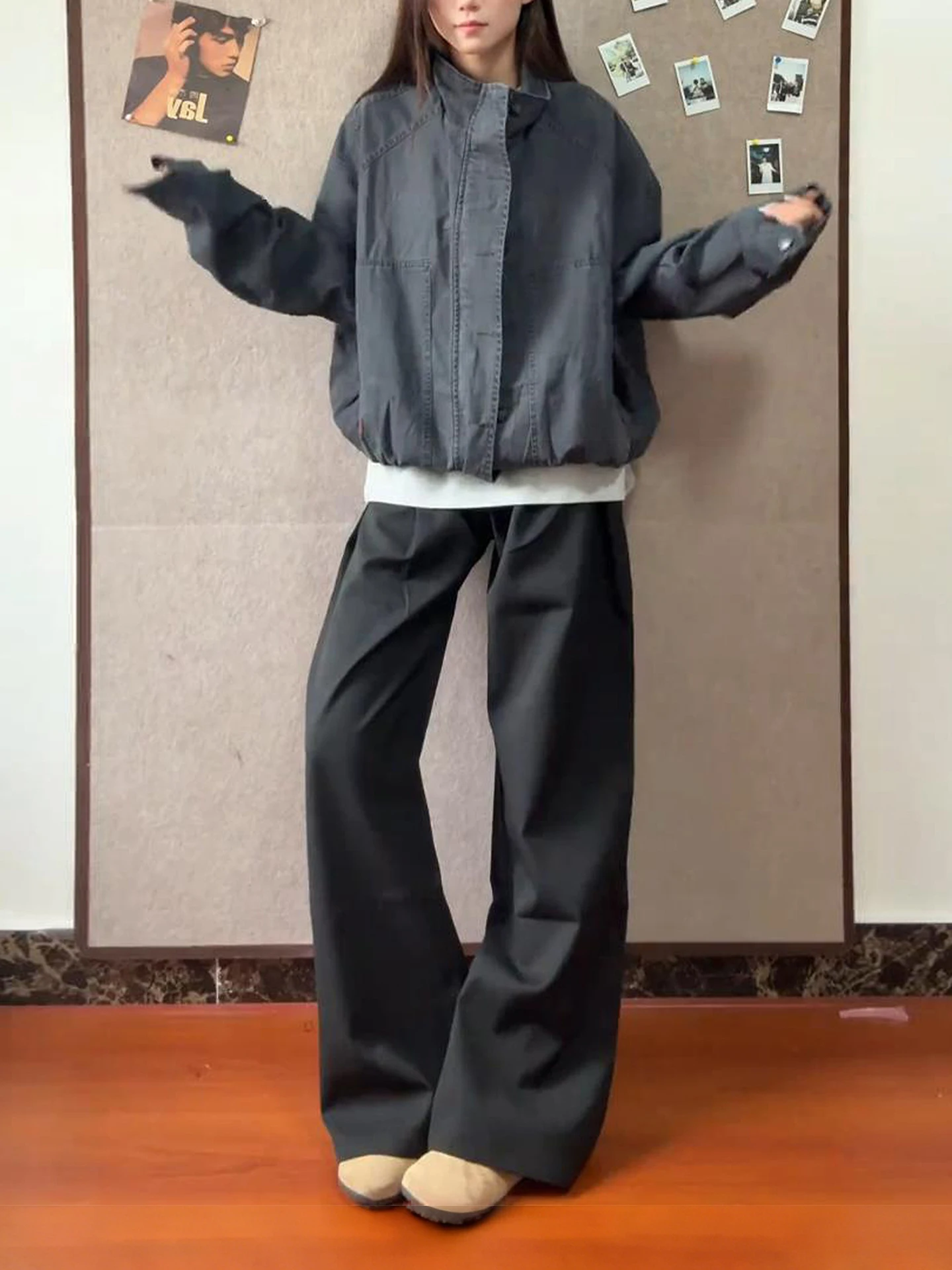 

ay Blade Loose Straight Leg Men's Casual Pants Autumn Spring Summer High Waist Trousers Drapey Cleanfit Work Commute Leisure