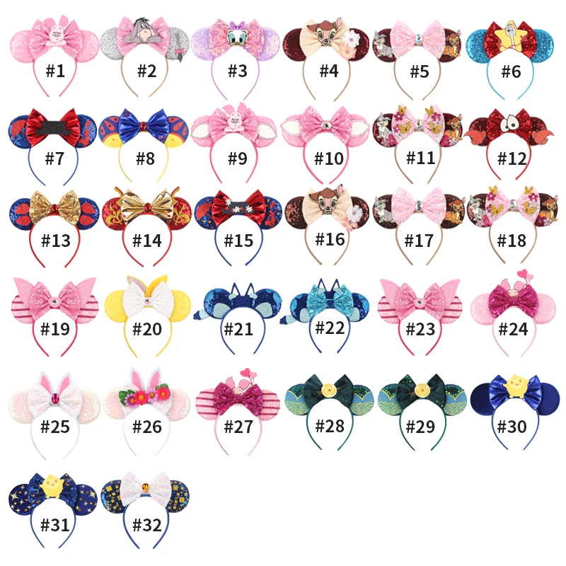 Disney Anime Wish Sequined Ear Headband for Adults Mickey Mouse Hairbands Women Bows Hair Accessories Girls Festival Party Gifts