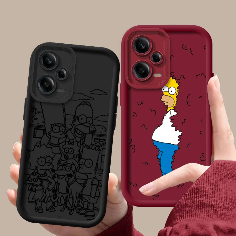 The Simpsons Homer Bart For Redmi Note 13 12 11 10 9 Pro Plus 5G POCO F3 F4 F5 X3 X4 X5 GT Soft Eye Ladder Phone Case