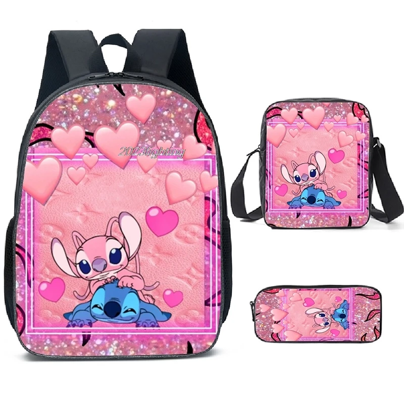 3pcs Lilo & Stitch  School bags with Shoulder Bags Pencil Bags Cartoon Children's Backpack Primary Anime Travel Bags