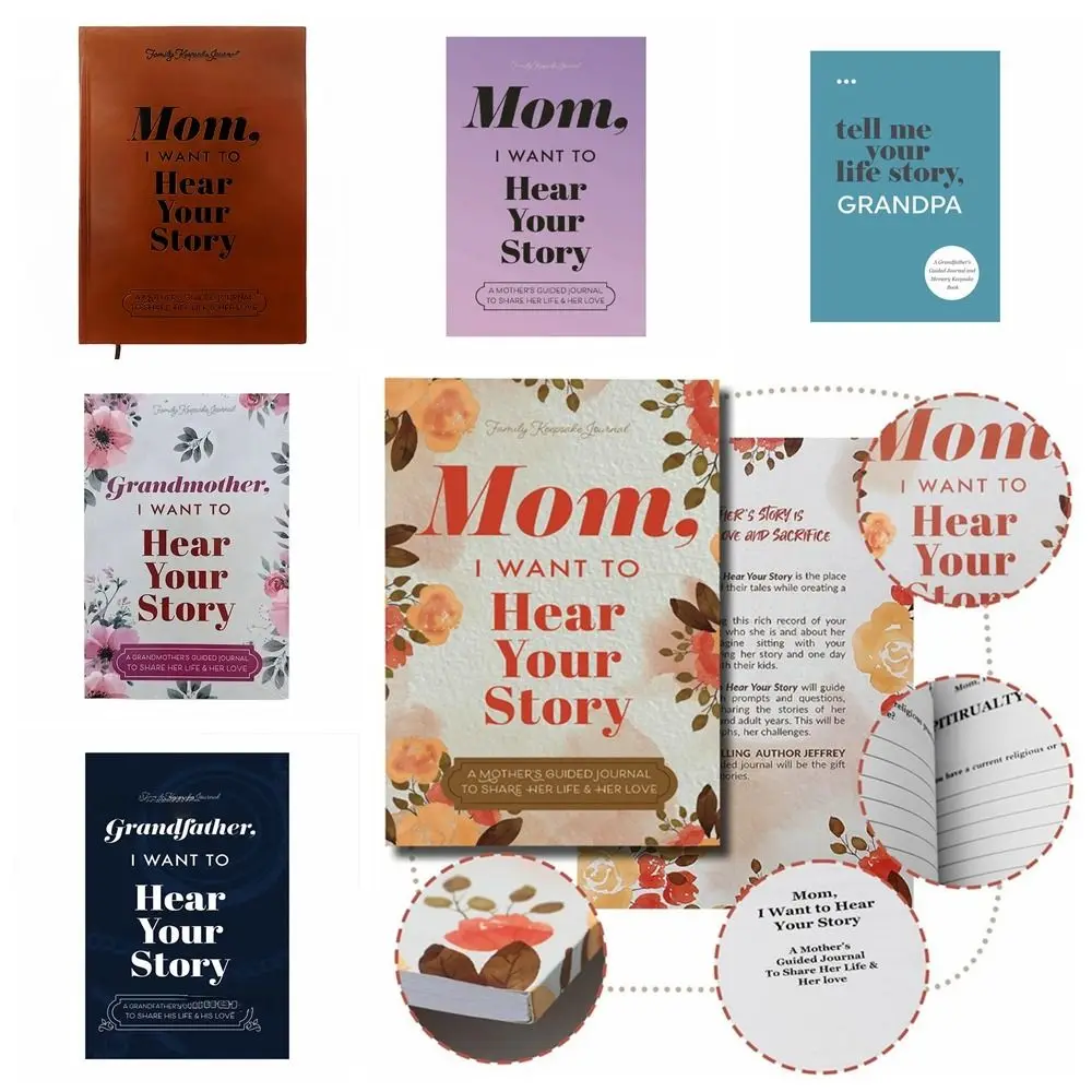 I Want Hear Your Story Notebook Mom's Guided Journal To Share Their Life Leather Journal Book Portable Mom's Story Notepad