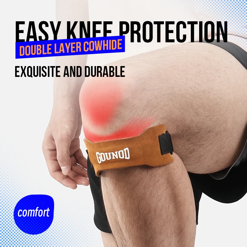 Pressurized Cowhide Patella Belt Sports Knee Pads  Running Shock Absorption Anti-meniscus Knee Pads Fitness Riding