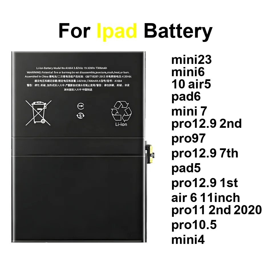 

Аккумулятор для Apple iPad MINI23 MINI4, 1, 5, 10, 6, MINI6, 11, Air 1, 2, 5, 12.9, 7-го поколения, A1577, A1584, A1652, Pro, Mini 2017, 2-го поколения, 2024, 2020