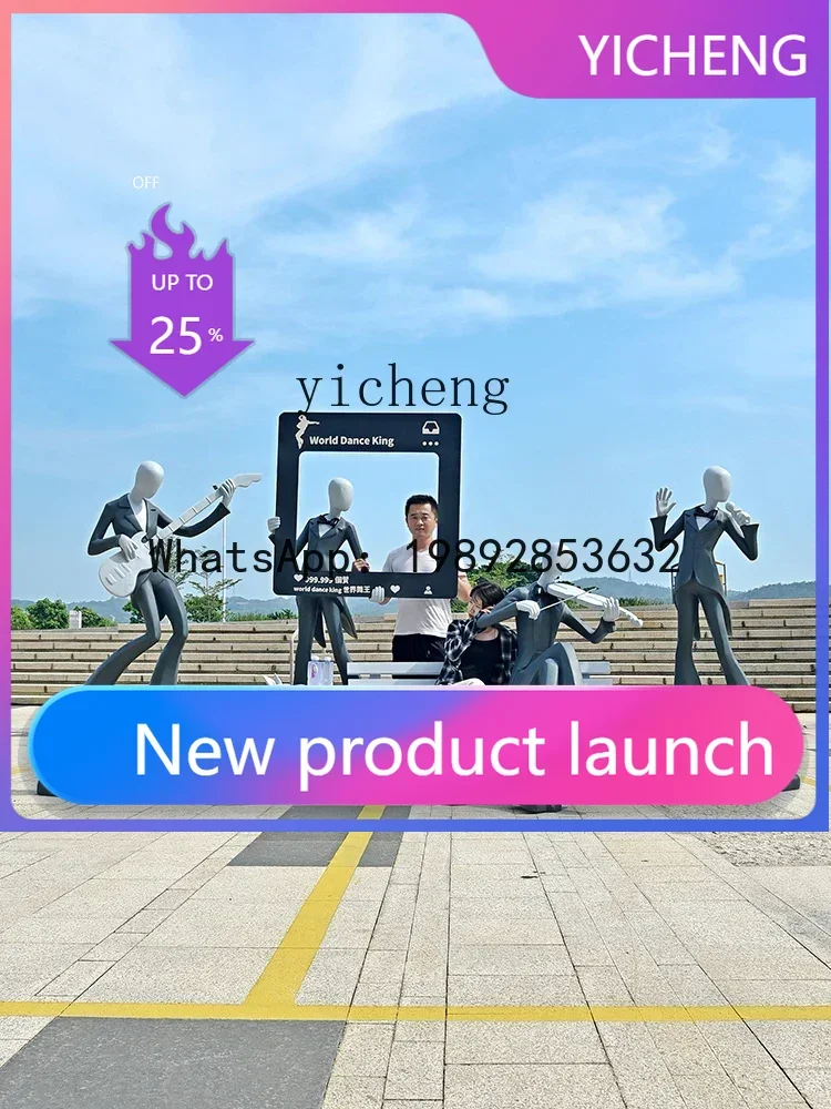 

abstract music figure sculpture ornament commercial street square clock in photo beauty Chen decoration