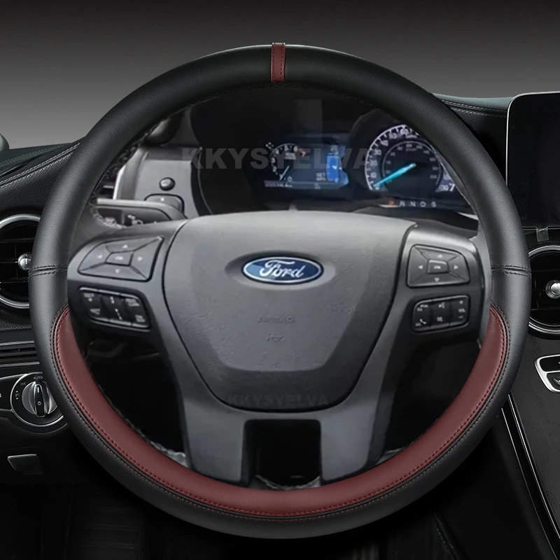 Microfiber Leather Car Steering Wheel Cover For Ford Ranger 2016 2017 2018 2019 Everest 2016 2017 2018 2019 Auto Accessories