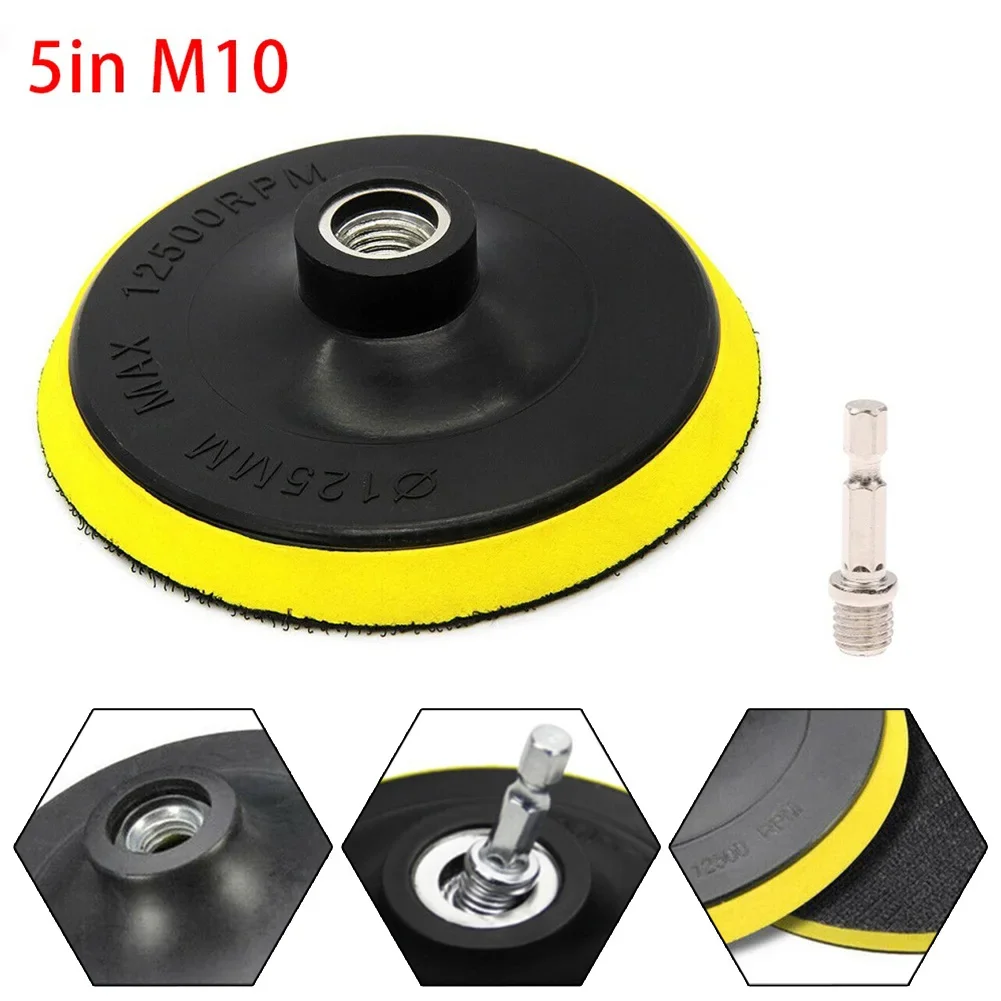 

1Pcs 125mm Polishing Pad M10 Connecting Rod Set Hook And Loop Buffing Wheel Backing Pad MAX 12500 RPM With M10 Drill Adapter