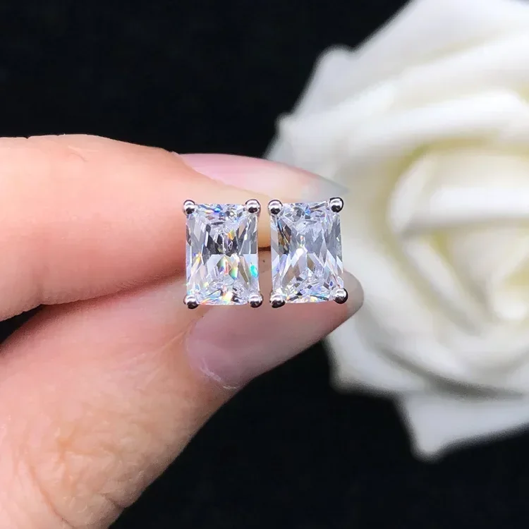 

Твердые 14-каратное белое золото AU585 Platinum PT950, новые простые модные серьги с бриллиантами из муассанита, женские серьги