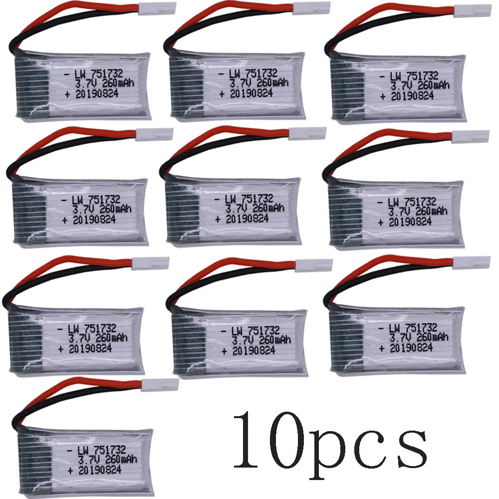 10pcs H8 Mini Batteria originale 3.7V 260mAh Lipo Batteria 25C per H8 H8Mini RC Quadcopter drone parte commercio all\'ingrosso 3.7V 260