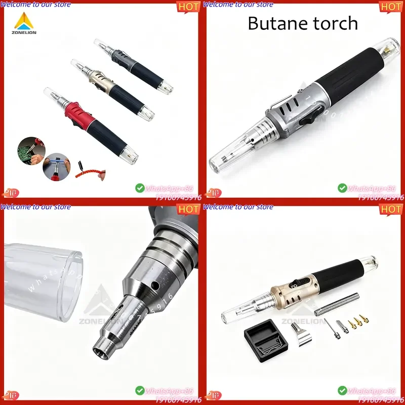 CE Certificate Professional Cordless Butane Soldering Iron Welding Torch 10-in-1 Professional Kit Grey -Powered Tool