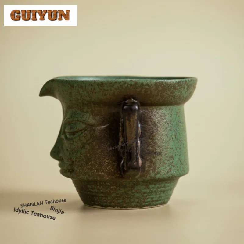 180ml Sanxingdui Mask Tea Pitcher Divide Tea Cha Hai Dispenser Justice Cup Oolong Tea Fair Mug Chinese Tea Set Accessories Craft