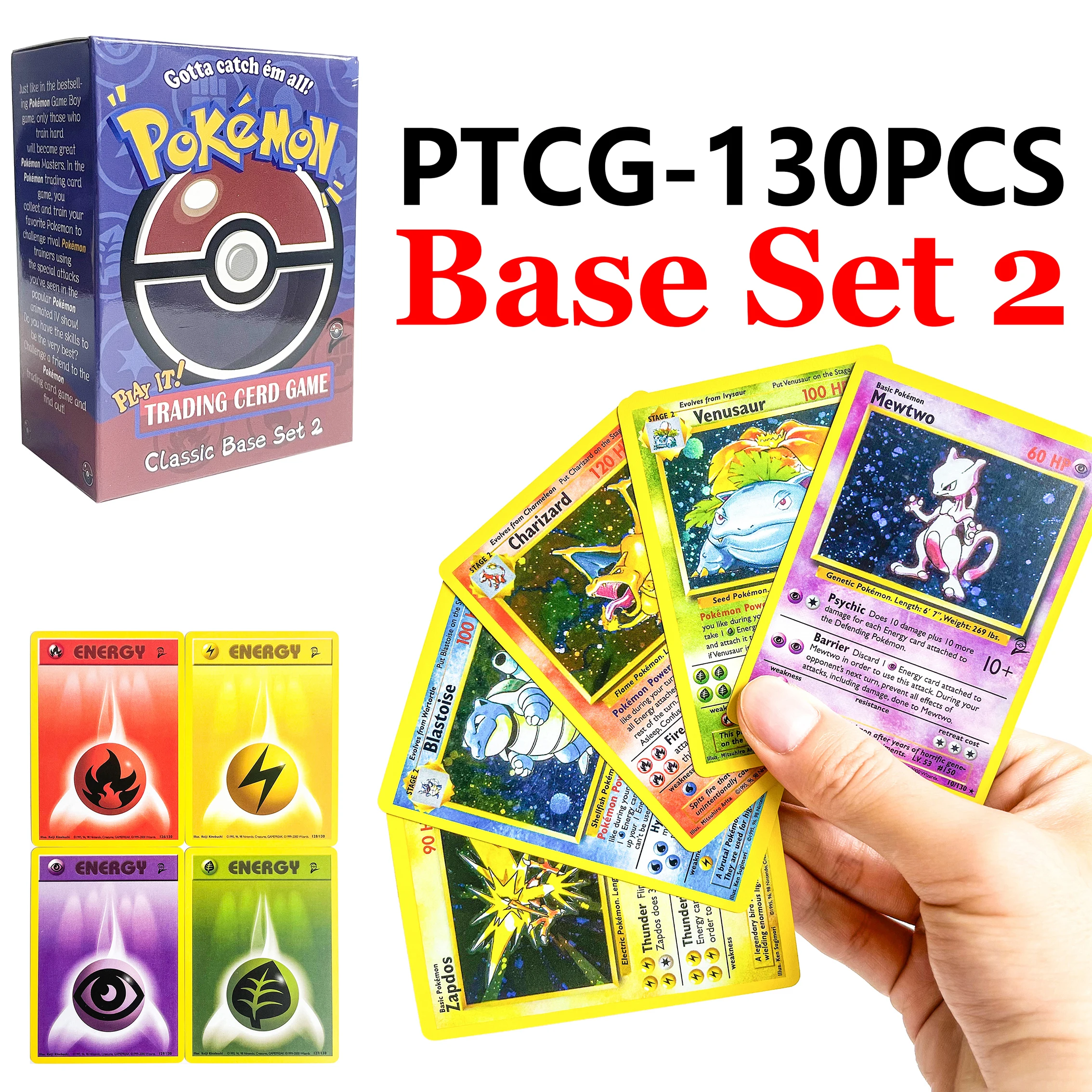 102PCS 1st Edition Pokemon Base Set1 Kaarten Chansey Charizard Ninetales Verpakking PTCG Klassieke Anime Collectie Proxy Kaart - afbeelding 1