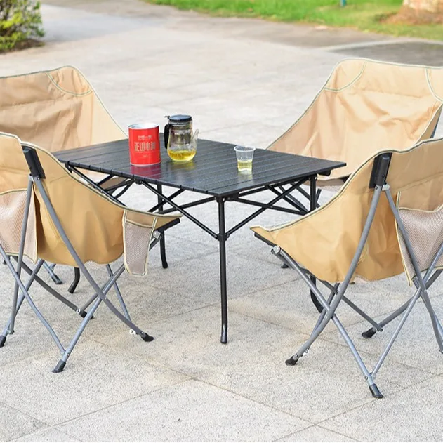 

Outdoor Portable Folding Table and Chair Set Picnic Folding Table and Chair Outdoor Beach Leisure Table and Chair Camping Gear