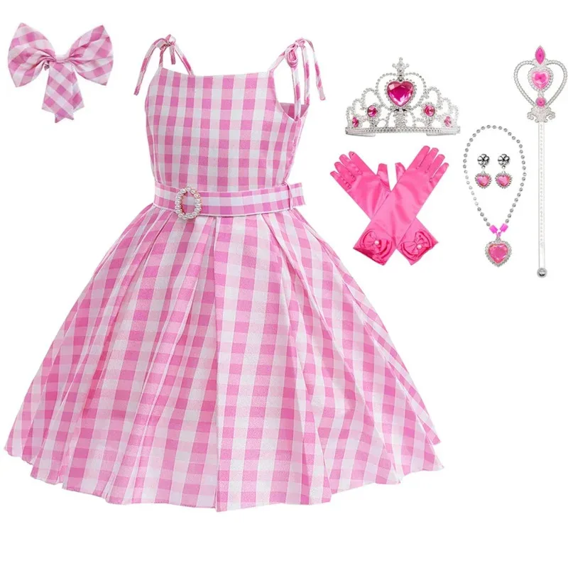 جديد ★   زي فيلم مارجوت روبي باربي المثير بالنجوم سترة علوية وسراويل وشاح مناسبة للأطفال والبنات وحفلات الهالوين باللون الوردي ★   2025 تشي ☆