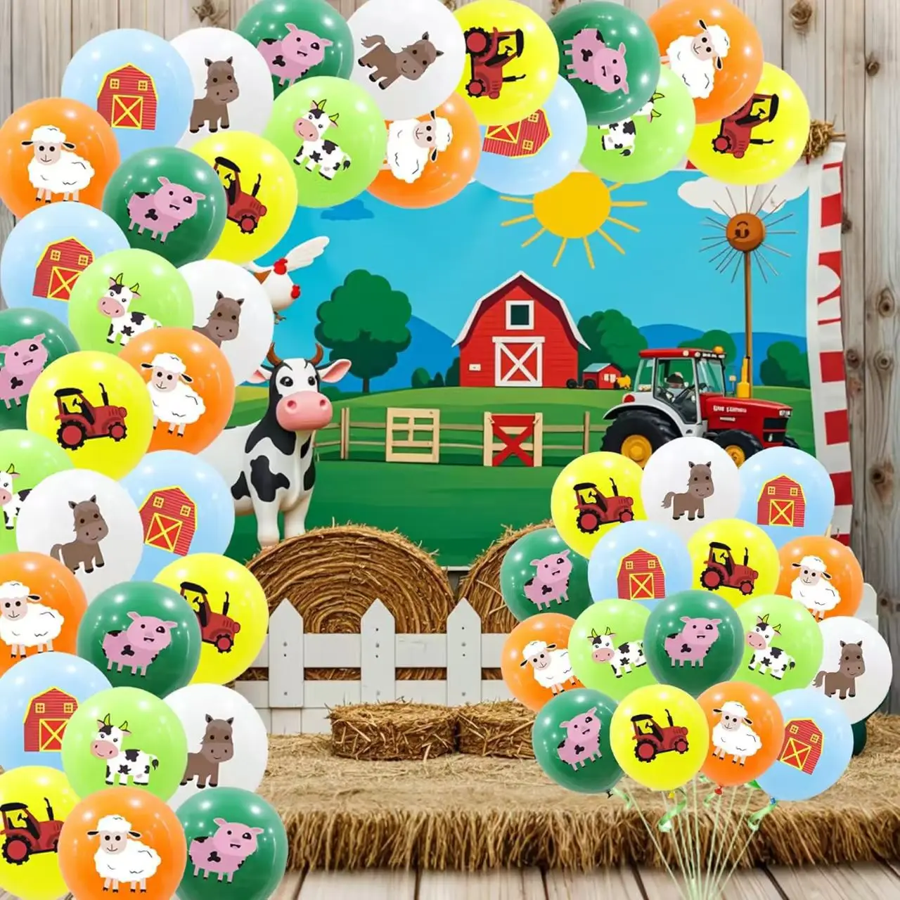 مزرعة موضوع حفلة عيد ميلاد الديكور حفلة لصالح زينون مزرعة بالونات أطباق عيد ميلاد منديل أكواب أدوات المائدة مجموعة كاملة من لوازم #3