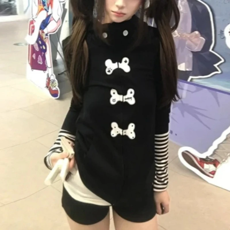 

Женская толстовка Y2K в японском стиле с капюшоном и милым принтом, винтажный гранж-топ, уличная одежда, зимнее пальто, одежда в стиле фейрикор 2026