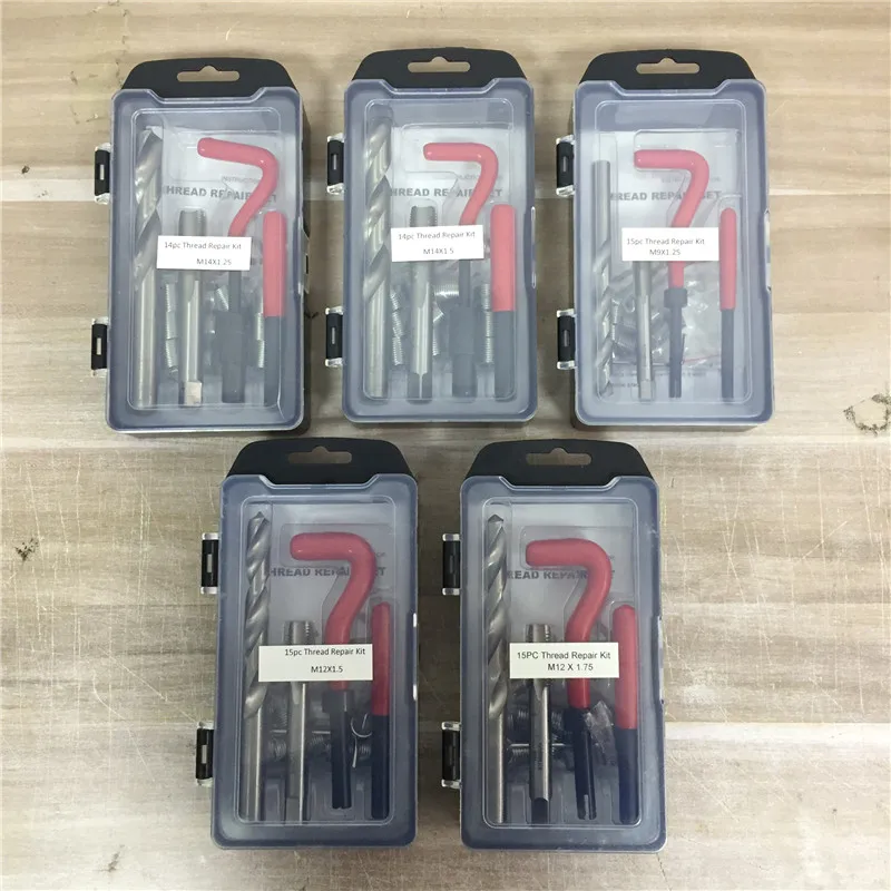 6 Kinds of Recoil Thread Inserts Installation Kit Repair Tool Drill Tap M7 M9 M12 M14 SK1051