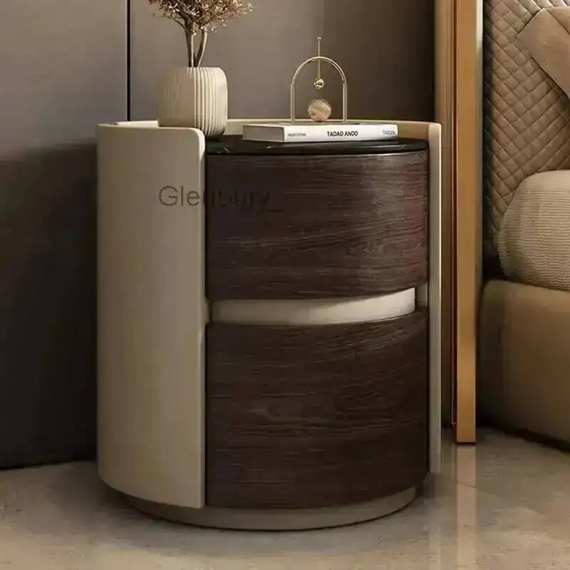 Design Aesthetic Night Round Modern Table Elegant Bedside Cabinet Minimalist Luxury Comodini Camera Da Letto Bedroom Furniture