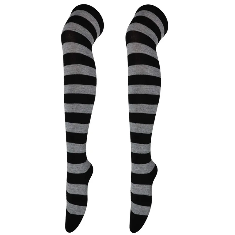 Gestreifte Kniestrümpfe für Damen, Anime-Ausstellungen, Strümpfe, Partys, Schulmädchen, Festival, Cosplay, Damen-Overknee-Socken – Detail 5