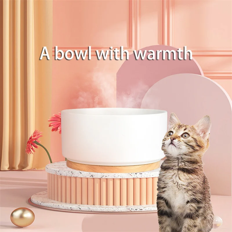 Pet Heating Bowl Intelligent Thermostatic Ceramic Bowl Puppies Pet Dog Cat Bowls Food Water Insulation Bowl Food Container Cage