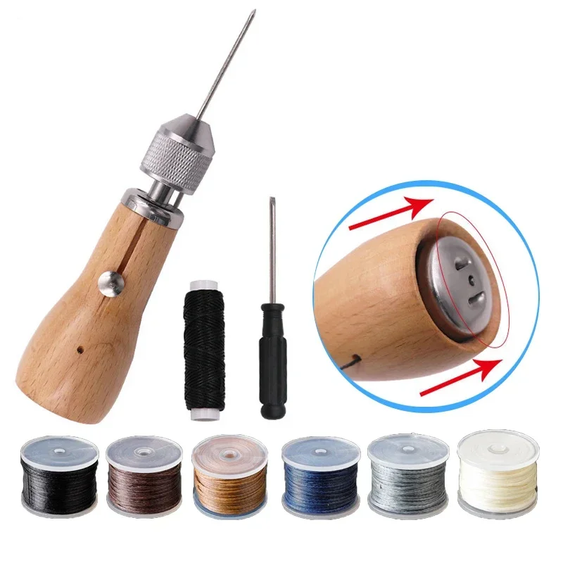 Kit de punzón de costura de cuero, máquina de coser Manual, costura rápida, artesanía de cuero, Zapatero, herramientas de reparación de lona, bricolaje