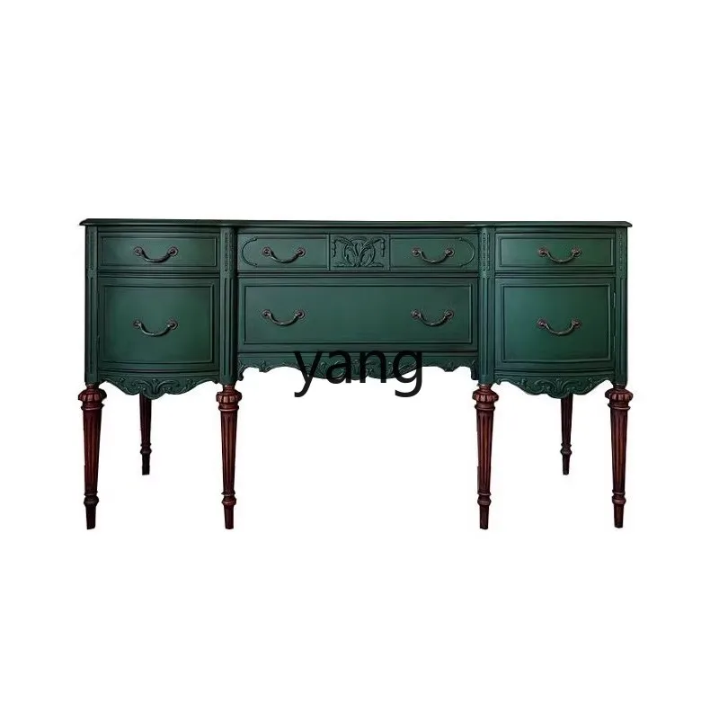 

CX retro solid wood carving flower entrance door wall decorative cabinet