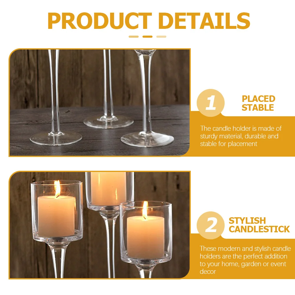 

1Set Premium Glass Holders Tall Candlestick Holder for Bedroom Living Room Office Decor Holders for Pillar Candles